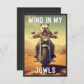 Wind in meinen Jowls : Ein Bulldog, der ein Motorr Dankeskarte (Vorne/Hinten)