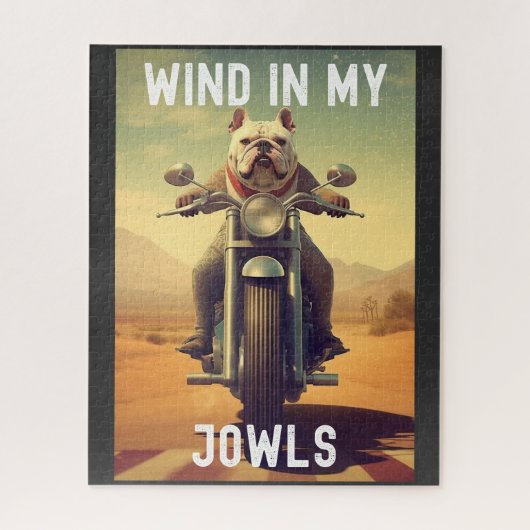 Wind in meinen Jowls : Ein Bulldog, der ein Motorr Puzzle (Vertikal)