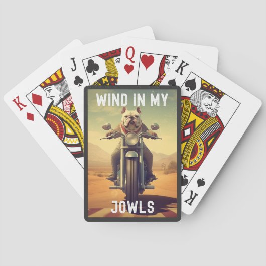 Wind in meinen Jowls : Ein Bulldog, der ein Motorr Spielkarten (Rückseite)