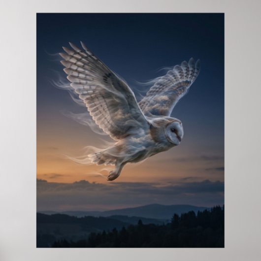 Wind Owl Twilight Sky Poster (Vorne)
