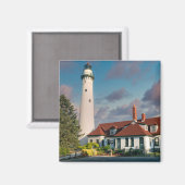 Wind Point Lighthouse am Lake Michigan Magnet (Vorderseite/Rückseite)