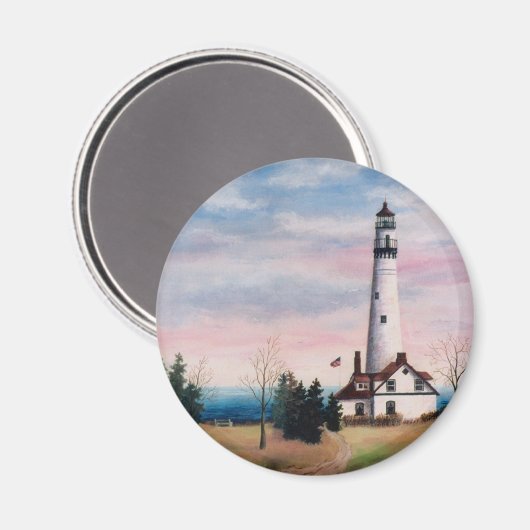 Wind Point Lighthouse Magnet (Vorderseite/Rückseite)