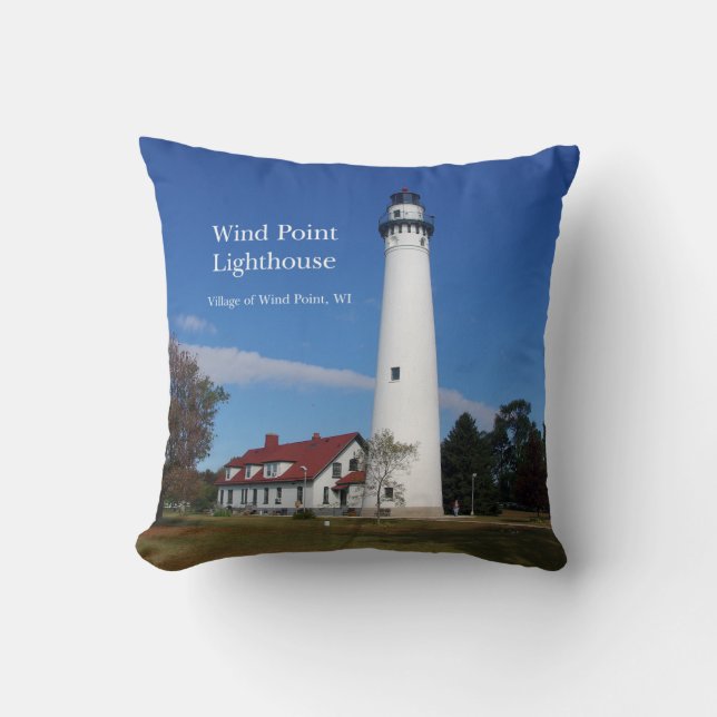 Wind Point Lighthouse Quadrat Kissen (Vorderseite)