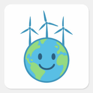 Wind-Power für eine saubere Erde Quadratischer Aufkleber