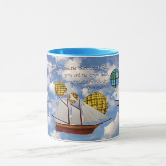 Wind Power Luftschiffe mit John Masefield Zitat Tasse (Zentrum)