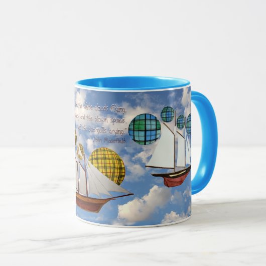 Wind Power Luftschiffe mit John Masefield Zitat Tasse (VorderseiteRechts)
