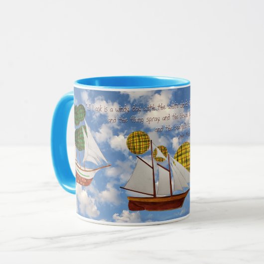 Wind Power Luftschiffe mit John Masefield Zitat Tasse (Vorderseite Links)