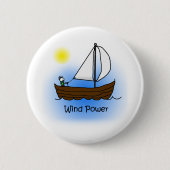 Wind-Power-Segelboot - Knopf Button (Vorderseite)