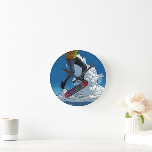 Wind reiten - Skateboarder Poster Runde Wanduhr (Zuhause)