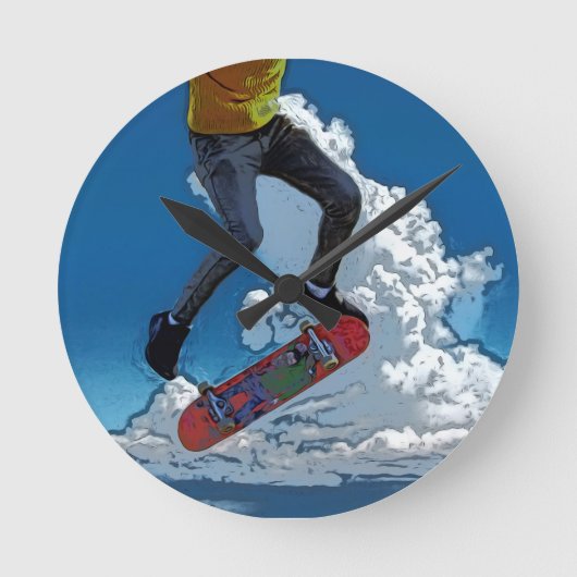 Wind reiten - Skateboarder Poster Runde Wanduhr (Vorderseite)