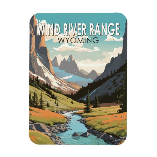 Wind River Range Wyoming Travel Art Vintag Magnet (Vertikal)