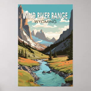 Wind River Range Wyoming Travel Art Vintag Poster