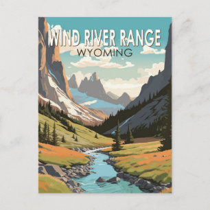 Wind River Range Wyoming Travel Art Vintag Postkarte