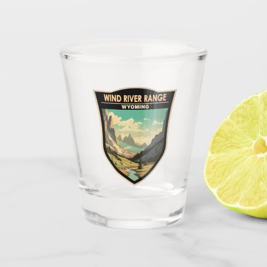 Wind River Range Wyoming Travel Art Vintag Schnapsglas (Vorderseite)