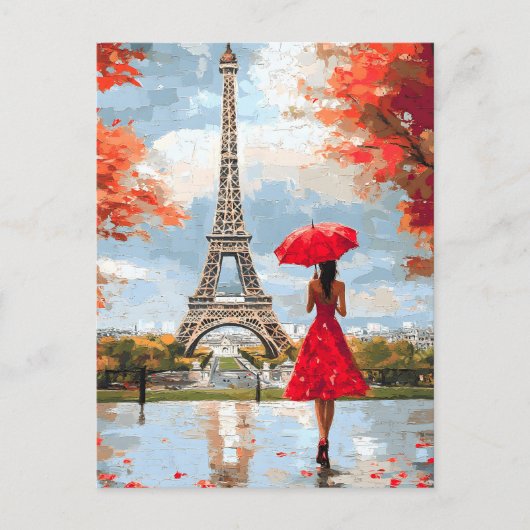 Wind Romance Paris Chic Walk Ankündigungspostkarte (Vorderseite)