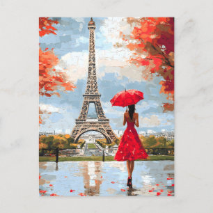 Wind Romance Paris Chic Walk Feiertagspostkarte