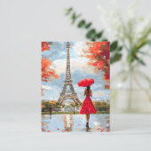 Wind Romance Paris Chic Walk Feiertagspostkarte (Stehend Vorderseite)