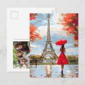 Wind Romance Paris Chic Walk Feiertagspostkarte (Vorne/Hinten)