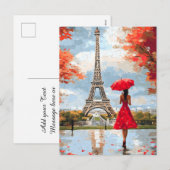 Wind Romance Paris Chic Walk Feiertagspostkarte (Vorne/Hinten)