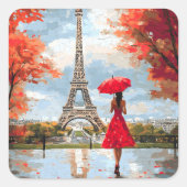 Wind Romance Paris Chic Walk Quadratischer Aufkleber (Vorderseite)
