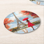 Wind Romance Paris Chic Walk Runder Pappuntersetzer (Angewinkelt)