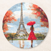 Wind Romance Paris Chic Walk Runder Pappuntersetzer (Vorderseite)