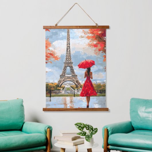 Wind Romance Paris Chic Walk Wandteppich Mit Holzrahmen (Wohnzimmer)