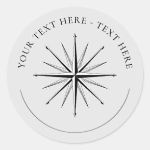 Wind Rose Compass Classic Round Aufkleber