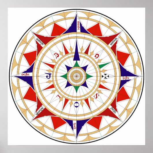 Wind Rose Compass Rose von Jorge de Aguiar 1492 Poster (Vorne)