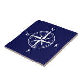 Wind Rose Kompass Star Design nautische Marine Bla Fliese (Seite)