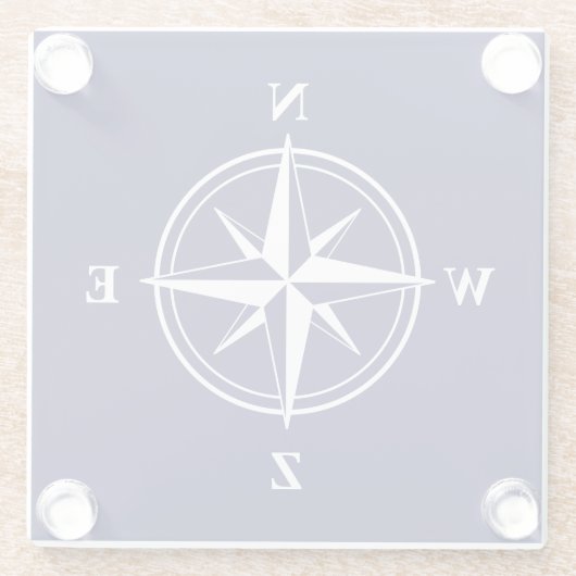 Wind Rose Kompass Star Design nautische Marine Bla Glasuntersetzer (Rückseite)