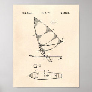 Wind-Surfbrett 1982 Patentkunst Altes Peper Poster