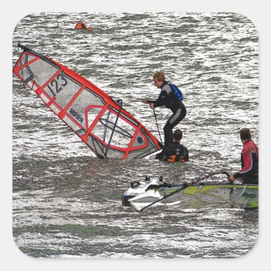WIND SURFEN QUADRATISCHER AUFKLEBER (Vorderseite)