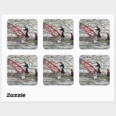 WIND SURFEN QUADRATISCHER AUFKLEBER (Blatt)