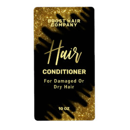 Wind Swept Glitzer Gold Hair Care Product Labels