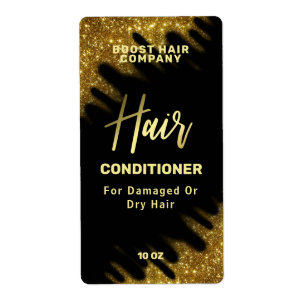 Wind Swept Glitzer Gold Hair Care Product Labels