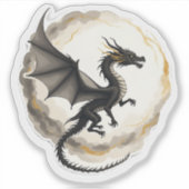 Wind-Swept Ink Wash Dragon Sticker (Vorderseite)