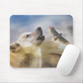 "Wind Talker" Wolf und Redtail Hawk Mousepad (Mit Mouse)