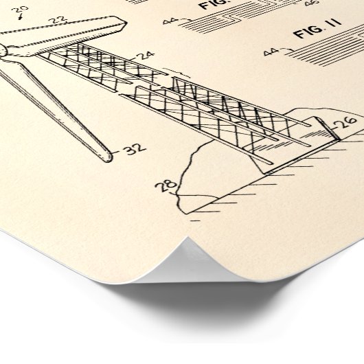 Wind Turbine Rotor 1990 Patent Art Old Peper Poster (Ecke)