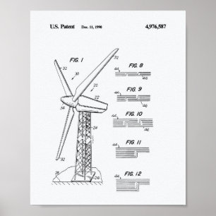 Wind Turbine Rotor 1990 Patent Art Weißbuch Poster