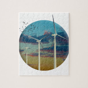 Wind Turbines Painted Sky Puzzle
