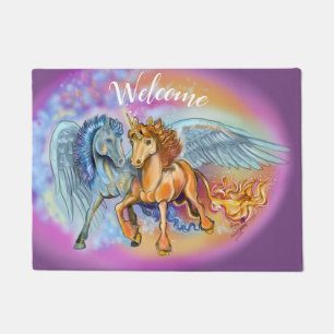 Wind und Flamme, Pegasus und Einhorn Fußmatte