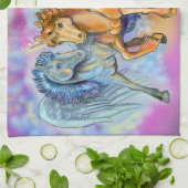 Wind und Flamme, Pegasus und Einhorn Geschirrtuch (Gefaltet)