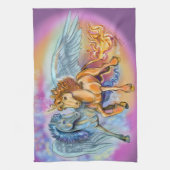 Wind und Flamme, Pegasus und Einhorn Geschirrtuch (Vertikal)