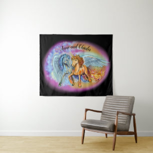 Wind und Flamme, Pegasus und Einhorn Wandteppich