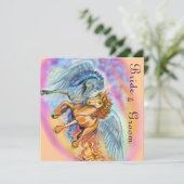 Wind und Flamme Romantische Einhorneinladung Einladung (Stehend Vorderseite)