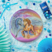 Wind und Flamme Romantischer Pegasus und Einhorn  Pappteller (Party)