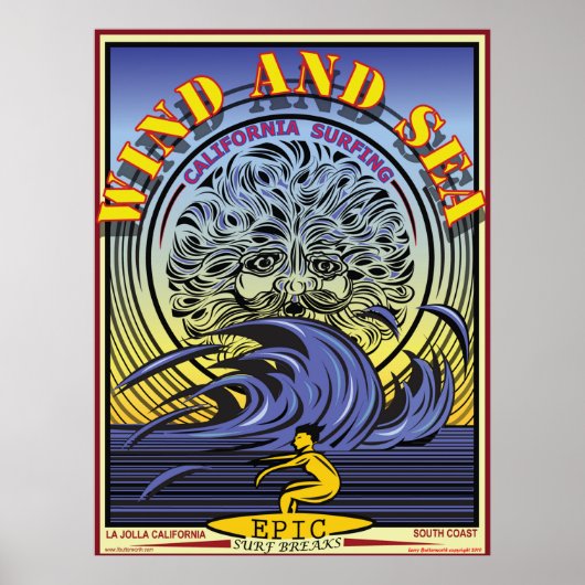 WIND UND SEE LA JOLLA KALIFORNIA SURFBREAK POSTER (Vorne)