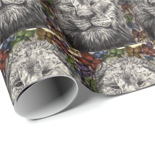 Wind unter meinem Flügel Lion Butterflies Tierart Geschenkpapier (Rolleneckpunkt)