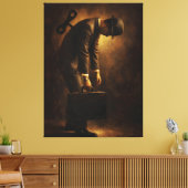 Wind-Up Office Man Surreal Routine Grind Oil Paint Leinwanddruck (Insitu (Wohnzimmer))